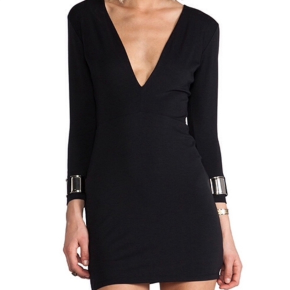 Bec & Bridge Size 10 Plunge Long Sleeve LBD - Picture 3 of 13